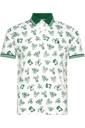 Ralph Lauren Custom Slim Fit Print Mesh Polo Shirt Tops Polos Short-sleeved Green