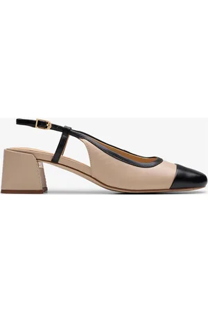 Clarks Nyta45 Sling D Shoes Sling Backs Heeled Slingbacks Beige