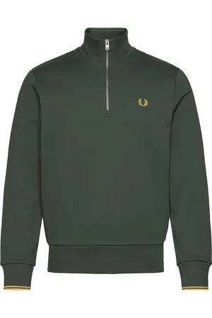 Fred Perry Half Zip Sweatshirt Tops Sweat-shirts & Hoodies Sweat-shirts Khaki Green