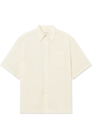 WoodWood Wwaaron Ss Designers Shirts Short-sleeved Shirts Cream
