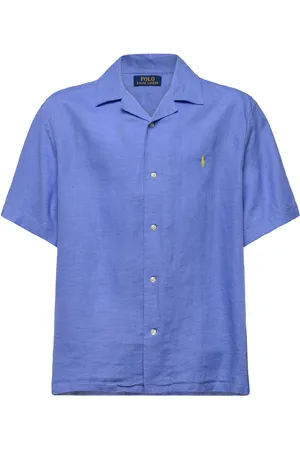 Ralph Lauren Linen Camp Shirt Tops Shirts Short-sleeved Shirts Blue