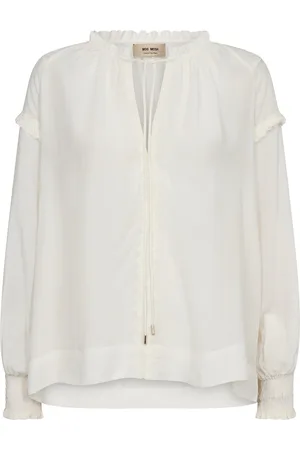Mos Mosh Mmmarb Sansa Emb Blouse Tops Blouses Long-sleeved White