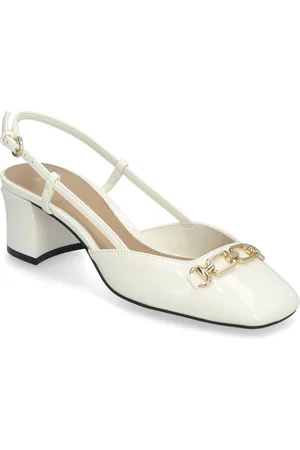 MANGO Heeled Shoes With Link Detail Shoes Sling Backs Heeled Slingbacks White