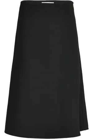 BUSNEL Karolina Solid Skirt Designers Knee-length & Midi Skirts Black