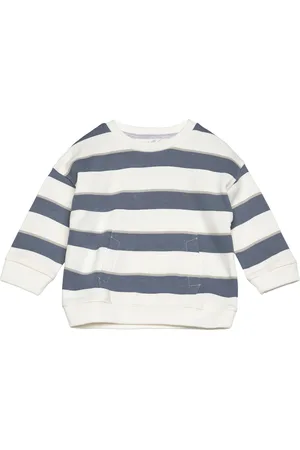 MANGO Striped Cotton-Blend Sweatshirt Tops Sweat-shirts & Hoodies Sweat-shirts Blue