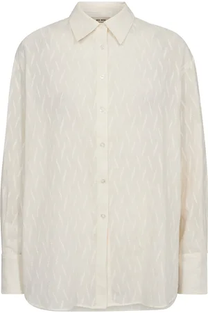 Mos Mosh Mmbritze Cotton Shirt Tops Shirts Long-sleeved Cream