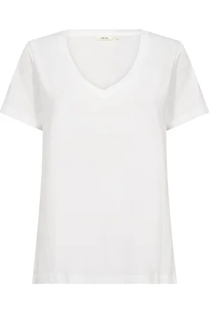Cream Crnaia Deep V-Neck T-Shirt Tops T-shirts & Tops Short-sleeved White
