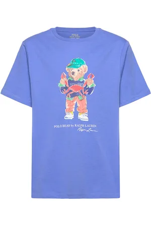 Ralph Lauren Polo Bear Cotton Jersey Tee Tops T-shirts Short-sleeved Blue