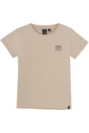Indian Blue Jeans T-Shirt Backprint Tops T-shirts Short-sleeved Beige