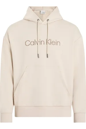 Calvin Klein Textured Embroidery Logo Hoodie Tops Sweat-shirts & Hoodies Hoodies Cream