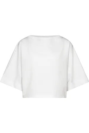 Casall Aria Cropped Boatneck Sport Sport Clothing Sports Tops & T-shirts Sport Crop Tops Sport Short-sleeved Crop Tops White