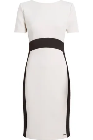 Calvin Klein Neoprene Scuba Two Color Dress Polvipituinen Mekko White