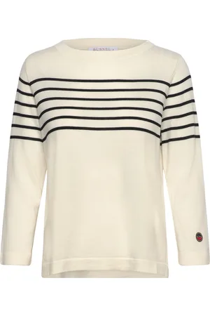 BUSNEL Helen Striped Top Tops Knitwear Jumpers White
