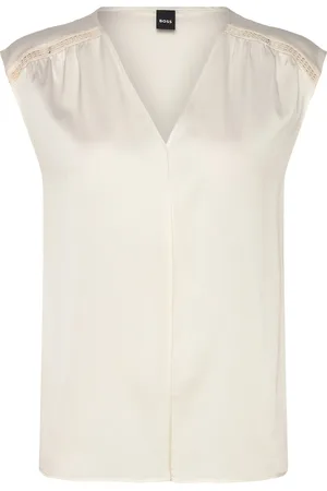 HUGO BOSS Binadi Tops Blouses Sleeveless White
