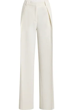 Calvin Klein Soft Seersucker Wide Leg Bottoms Trousers Wide Leg White