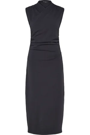 French Connection Rallie Cross Over Neck Midi Dr Polvipituinen Mekko Black
