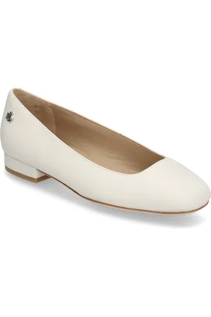 Ralph Lauren Emellie Nappa Leather Ballet Flat Ballerinat White