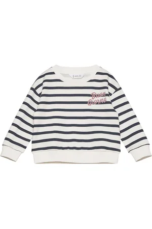 MANGO Message Striped Sweatshirt Tops Sweat-shirts & Hoodies Sweat-shirts White