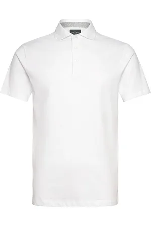 Hackett Pima Cotton Polo Tops Polos Short-sleeved White