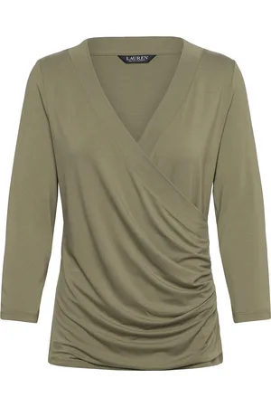 Ralph Lauren Surplice Jersey Top Tops Blouses Long-sleeved Green