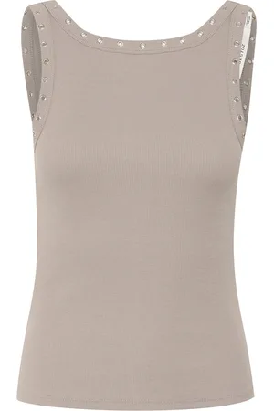 Gestuz Gzdrew Reversible Eyelet Top Tops T-shirts & Tops Sleeveless Beige