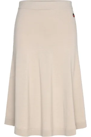 BUSNEL Maja Solid Skirt Designers Knee-length & Midi Skirts Beige
