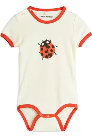 Mini Rodini Ladybugs Sp Ss Body Bodies Short-sleeved Cream