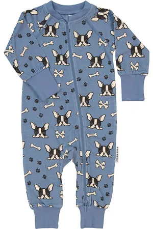 Geggamoja Bamboo Two Way Zip Pyjamas Pyjama Sie Jumpsuit Haalari Blue