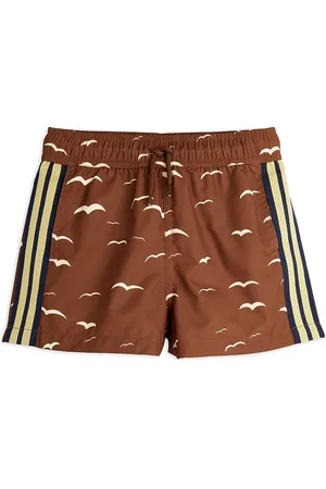 Mini Rodini Seagull Aop Swim Shorts Uimashortsit Brown