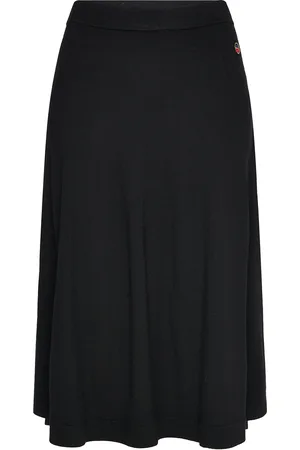 BUSNEL Maja Solid Skirt Designers Knee-length & Midi Skirts Black