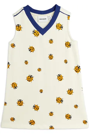 Mini Rodini Ladybugs Aop Sweatdress Dresses & Skirts Dresses Casual Dresses Sleeveless Casual Dresses Cream