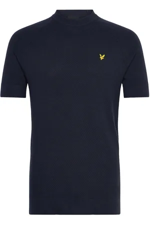 Lyle & Scott Linen Blend Knitted T-Shirt Tops T-shirts Short-sleeved Navy