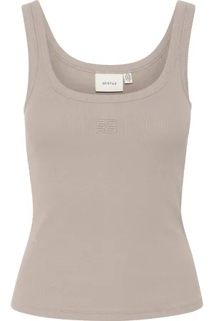Gestuz Gzdrew Logo Top 2.0 Tops T-shirts & Tops Sleeveless Beige