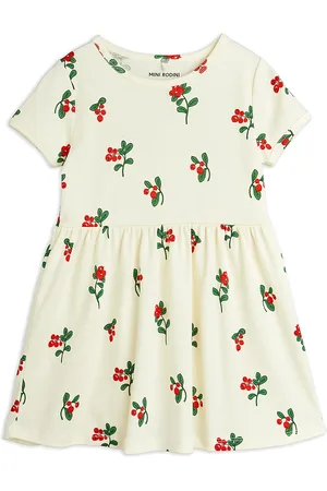 Mini Rodini Lingonberries Aop Ss Dress Dresses & Skirts Dresses Casual Dresses Short-sleeved Casual Dresses Beige
