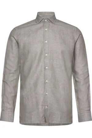 Hackett Cot Lin Hb Eng Str Designers Shirts Casual Shirts Grey
