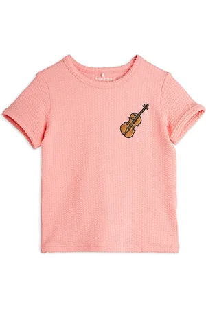 Mini Rodini Violin Emb Ss Tee Tops T-shirts Short-sleeved Pink