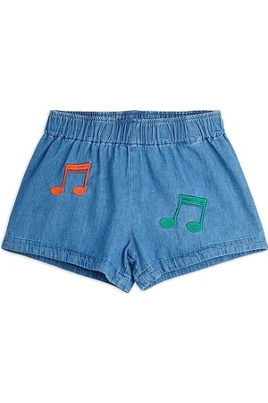 Mini Rodini Note Emb Lightweight Denim Shorts Bottoms Shorts Blue