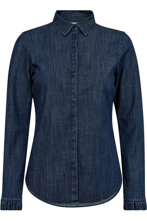 Mos Mosh Mmmattie Flip Denim Shirt Tops Shirts Long-sleeved Navy