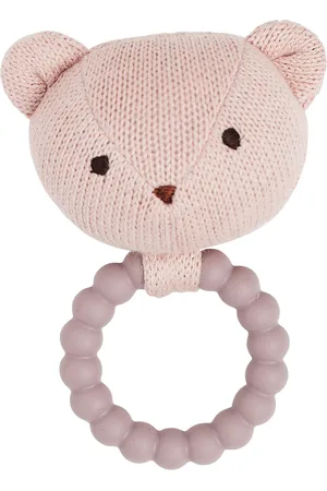 Smallstuff Rattle, Bear Face On Silic Ring, Soft Rose Toys Baby Toys Rattles Pink
