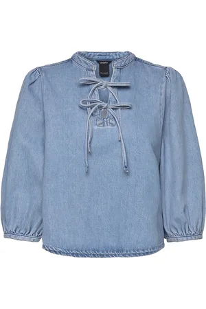 Lindex Blouse Jossan Tops Shirts Denim Shirts Blue