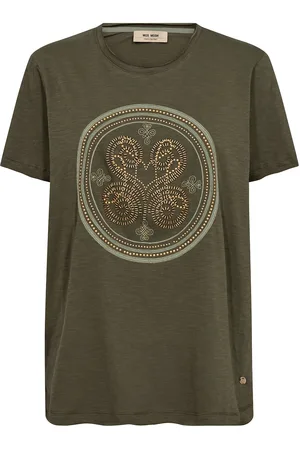 Mos Mosh Mmzano O-Ss Embroidery Tee Tops T-shirts & Tops Short-sleeved Green