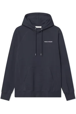 WoodWood Wwfred Hoodie Chest Print Designers Sweat-shirts & Hoodies Hoodies Navy