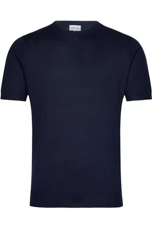 Davida Cashmere Man Fine Knit T-Shirt Designers T-shirts Short-sleeved Navy