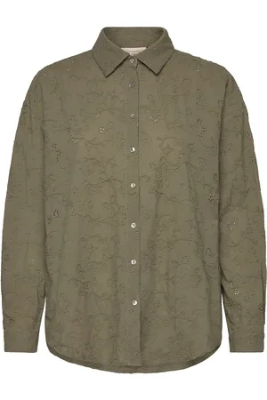 Freequent Fquniqua-Shirt Tops Shirts Long-sleeved Green