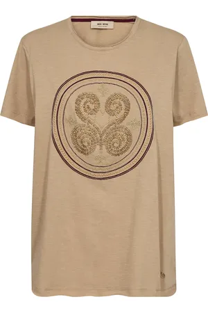 Mos Mosh Mmzano O-Ss Embroidery Tee Tops T-shirts & Tops Short-sleeved Beige