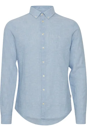 Casual Friday Cfanton 0053 Bd Ls Linen Mix Shirt Tops Shirts Casual Blue