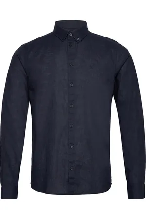 Casual Friday Cfanton 0053 Bd Ls Linen Mix Shirt Tops Shirts Casual Navy