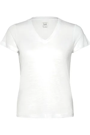 Lee V Neck Tee Tops T-shirts & Tops Short-sleeved White