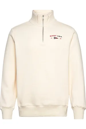GANT Graphic Half Zip Designers Sweat-shirts & Hoodies Sweat-shirts Cream