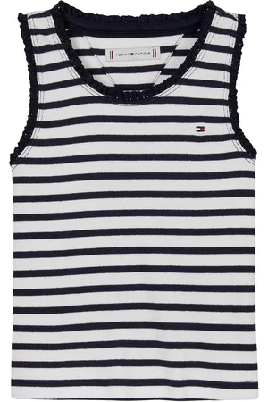 Tommy Hilfiger Essential Rib Lace Tank Top Tops T-shirts Sleeveless White